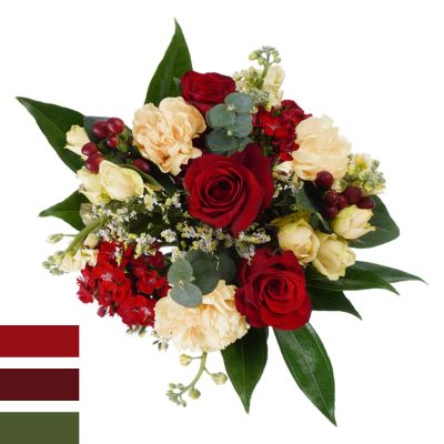Imagen de ramo con tonos rojos